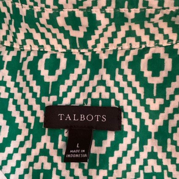 Talbots Green and White Patterned Button Down Shirt - Picture 5 of 5
